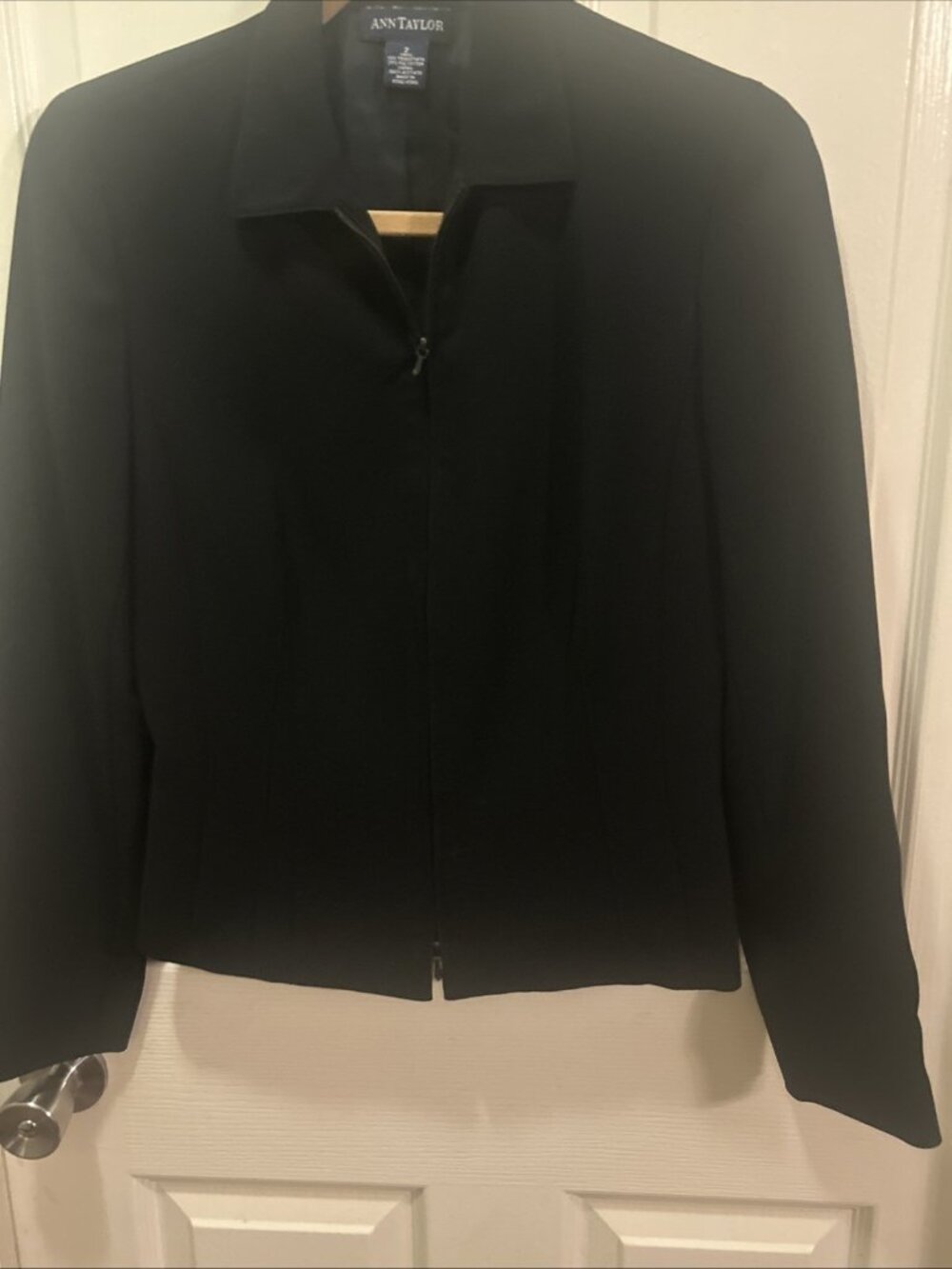 Ak2 Anne Klein Women’s Black Long Sleeve Zip Up Blazer Coat Size 2